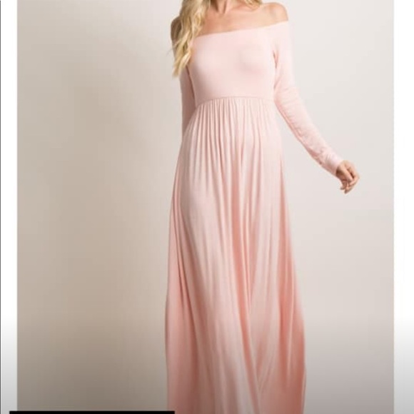 pink blush white maternity dress